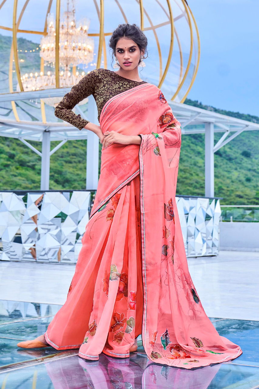 Rajyog Aarohi Organza Party Wear Designer Printed Silk Saree Collection